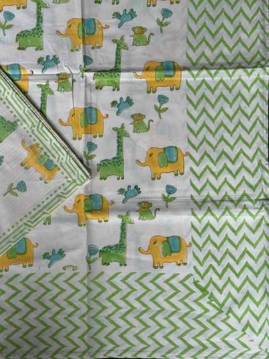 Cute prints single bedsheet & pillow cover in hand block printed pure cotton - multiple designs available