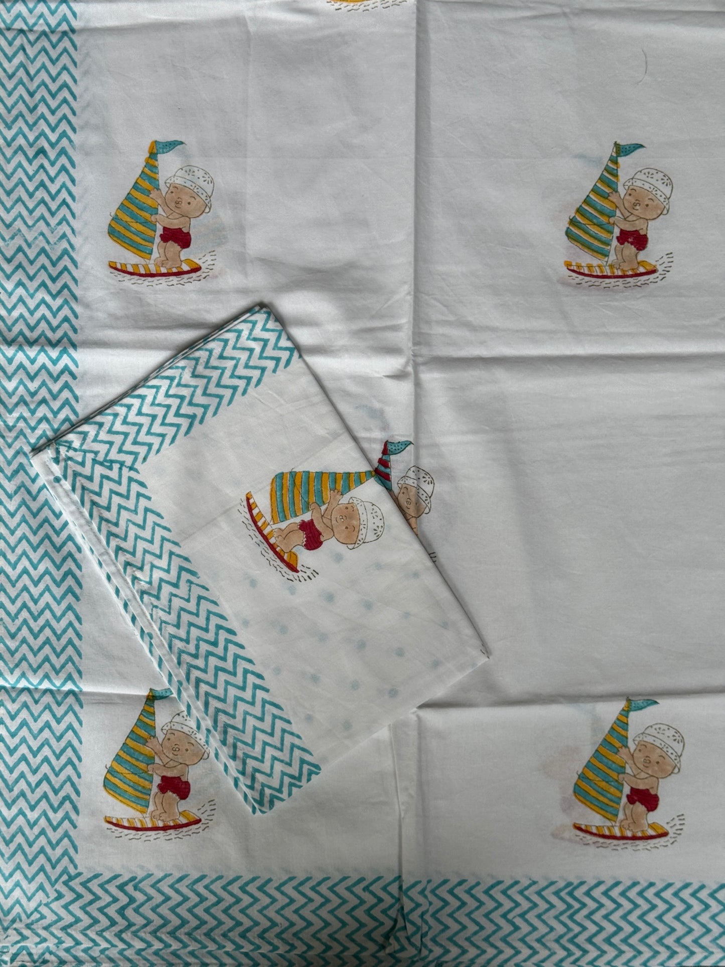 Cute prints single bedsheet & pillow cover in hand block printed pure cotton - multiple designs available