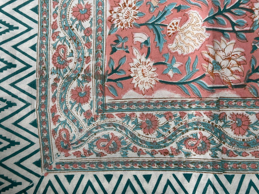 6 seater table cover in hand block printed cotton - click to see design options