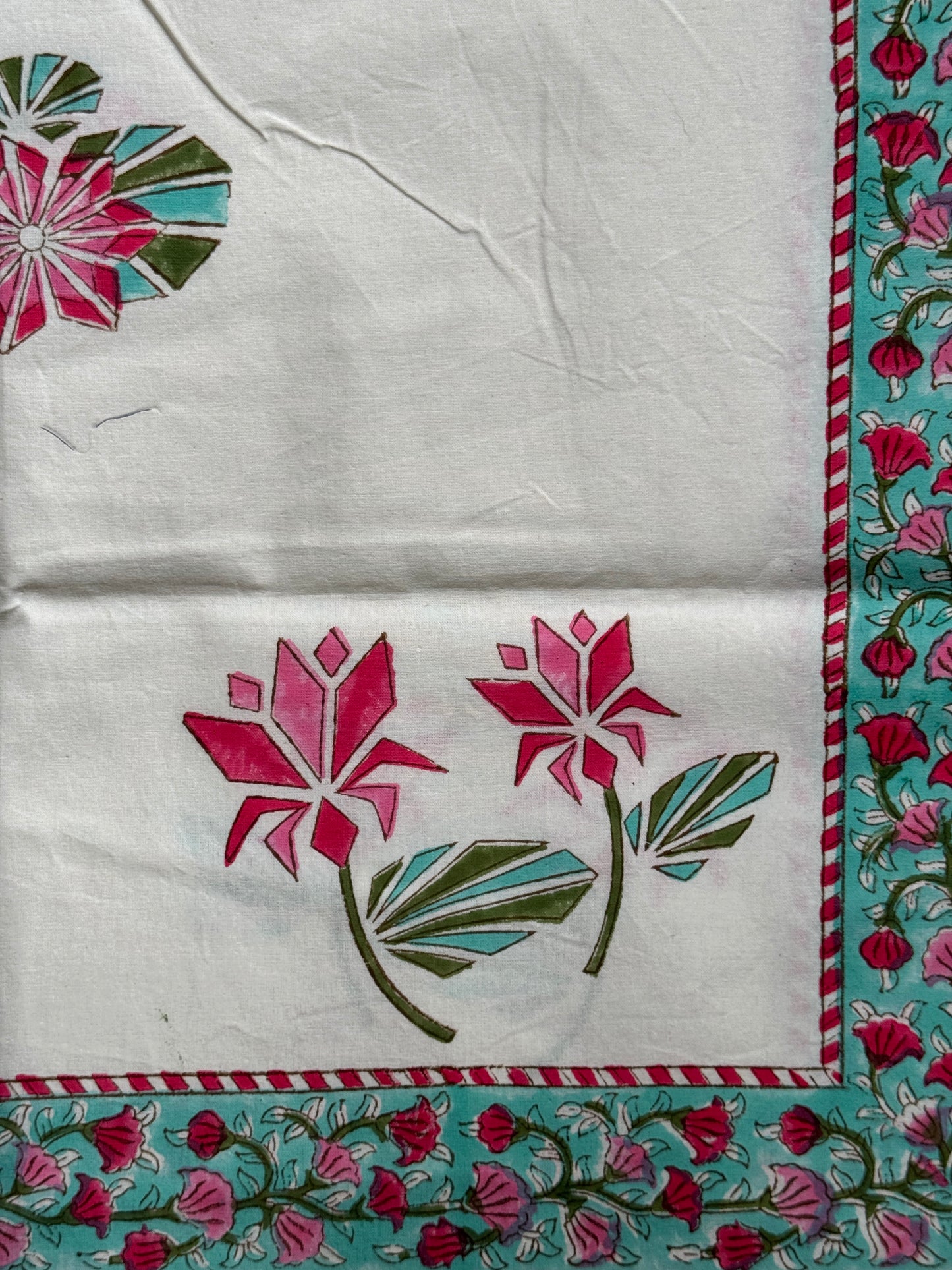 6 seater table cover in hand block printed cotton - click to see design options