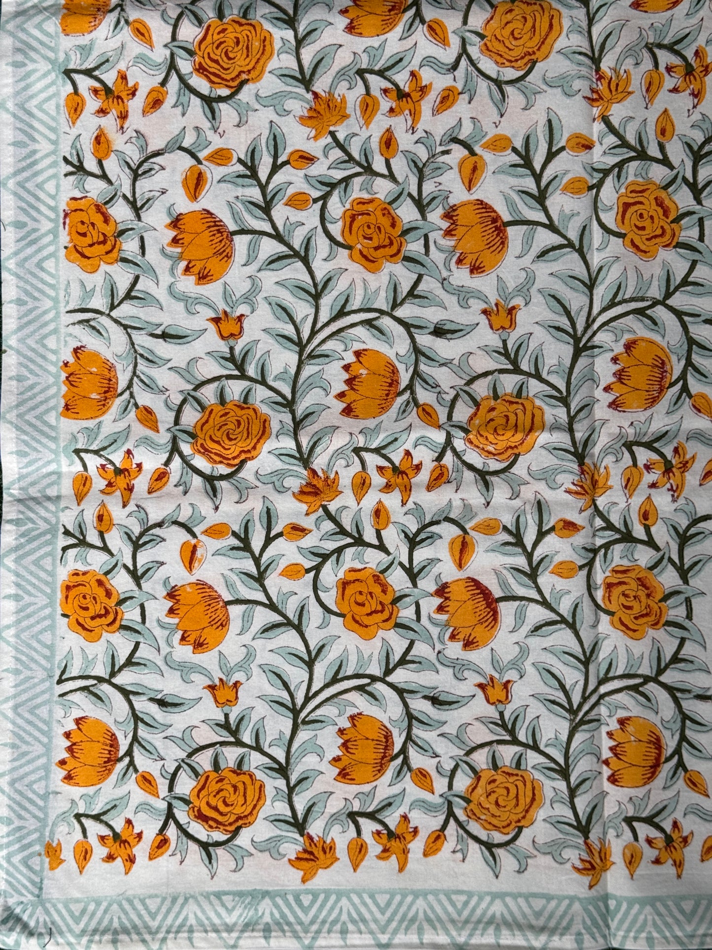 6 seater table cover in hand block printed cotton - click to see design options