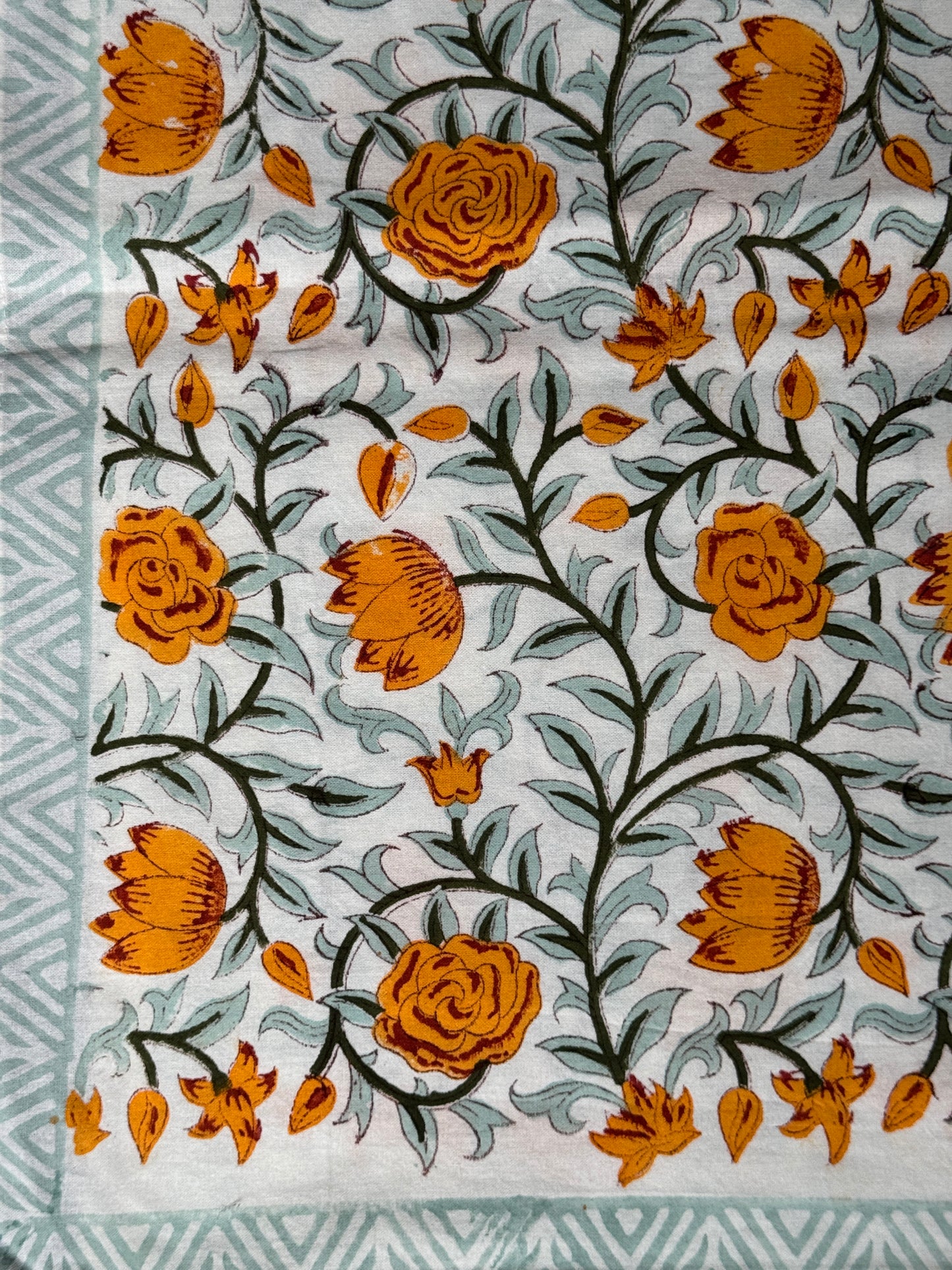 6 seater table cover in hand block printed cotton - click to see design options