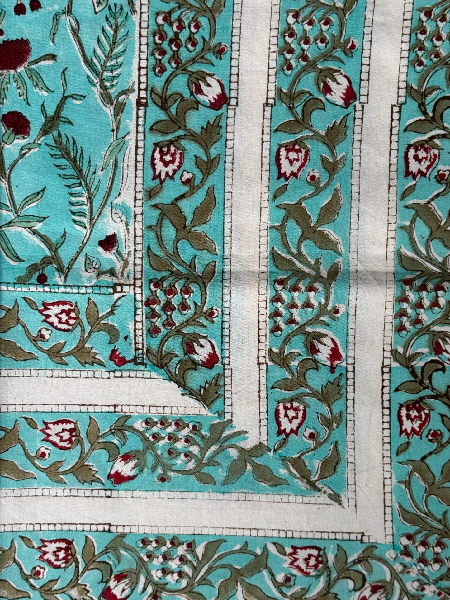 6 seater table cover in hand block printed cotton - click to see design options