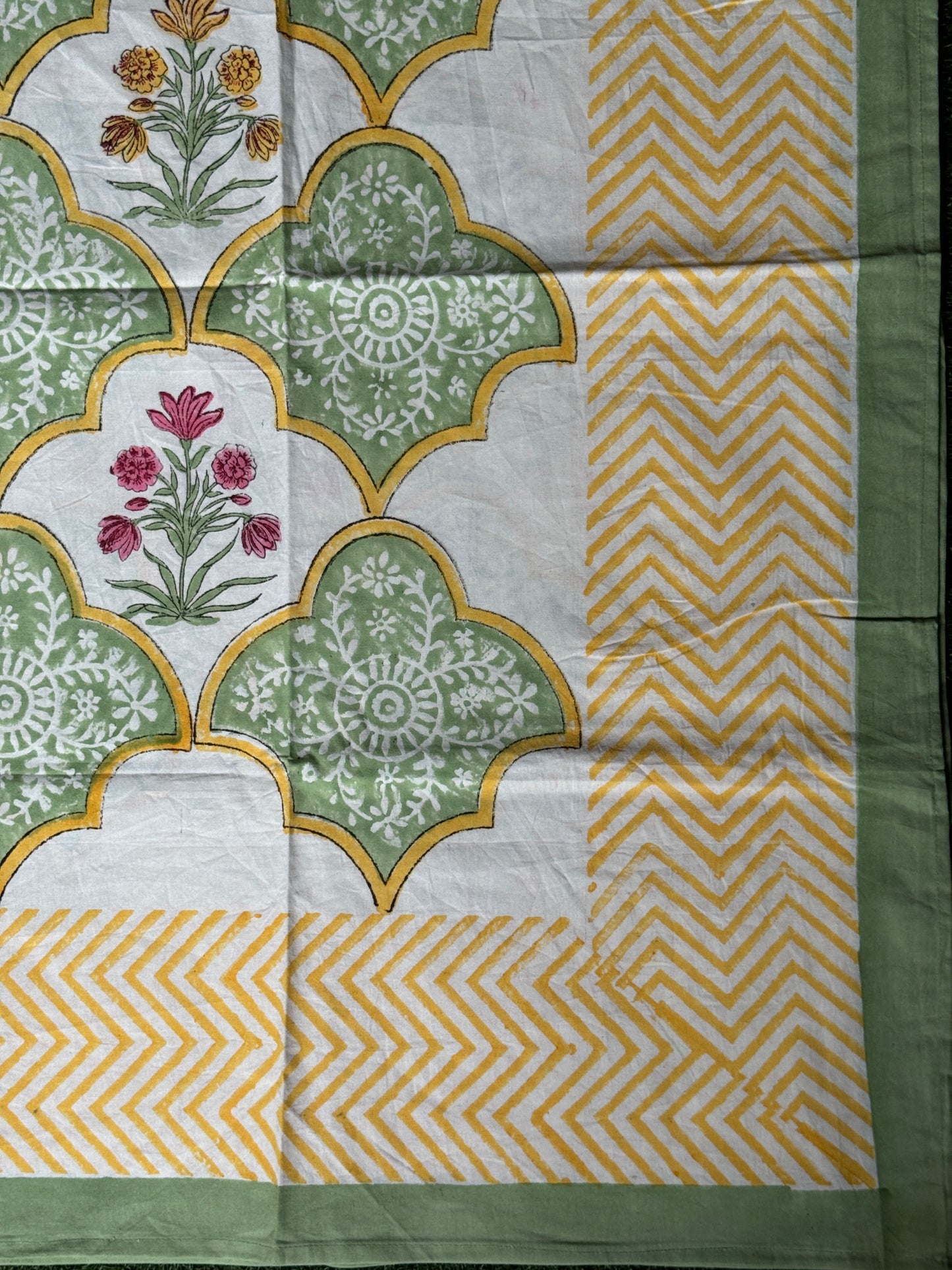 6 seater table cover in hand block printed cotton - click to see design options