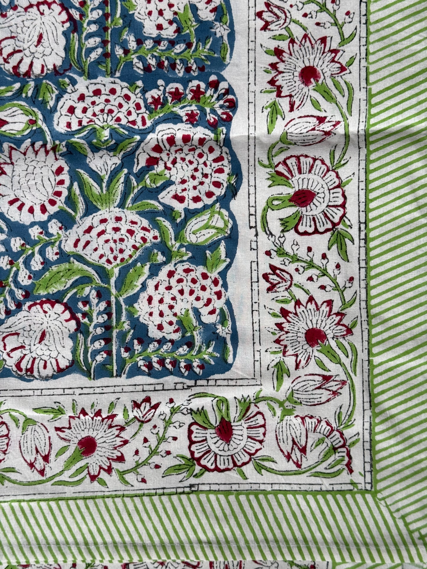 6 seater table cover in hand block printed cotton - click to see design options