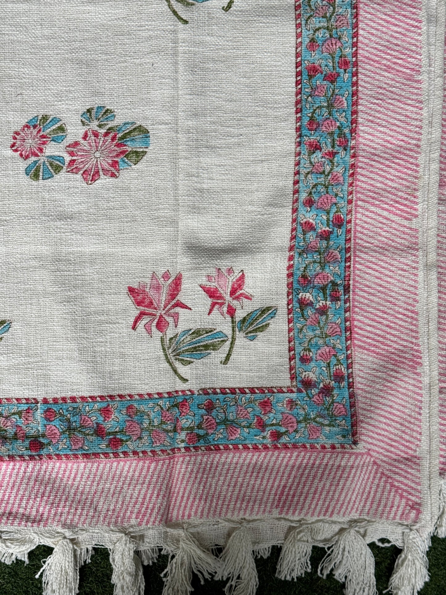 Sofa throw - Hand block printed off white TNT cotton - click to see design options