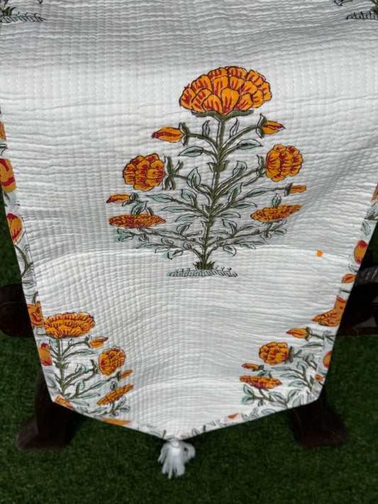 8 seater table runners - quilted reversible hand block printed cotton - click to see design options