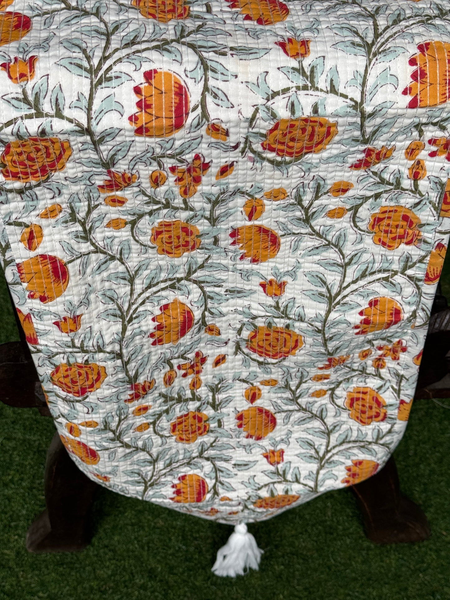 8 seater table runners - quilted reversible hand block printed cotton - click to see design options