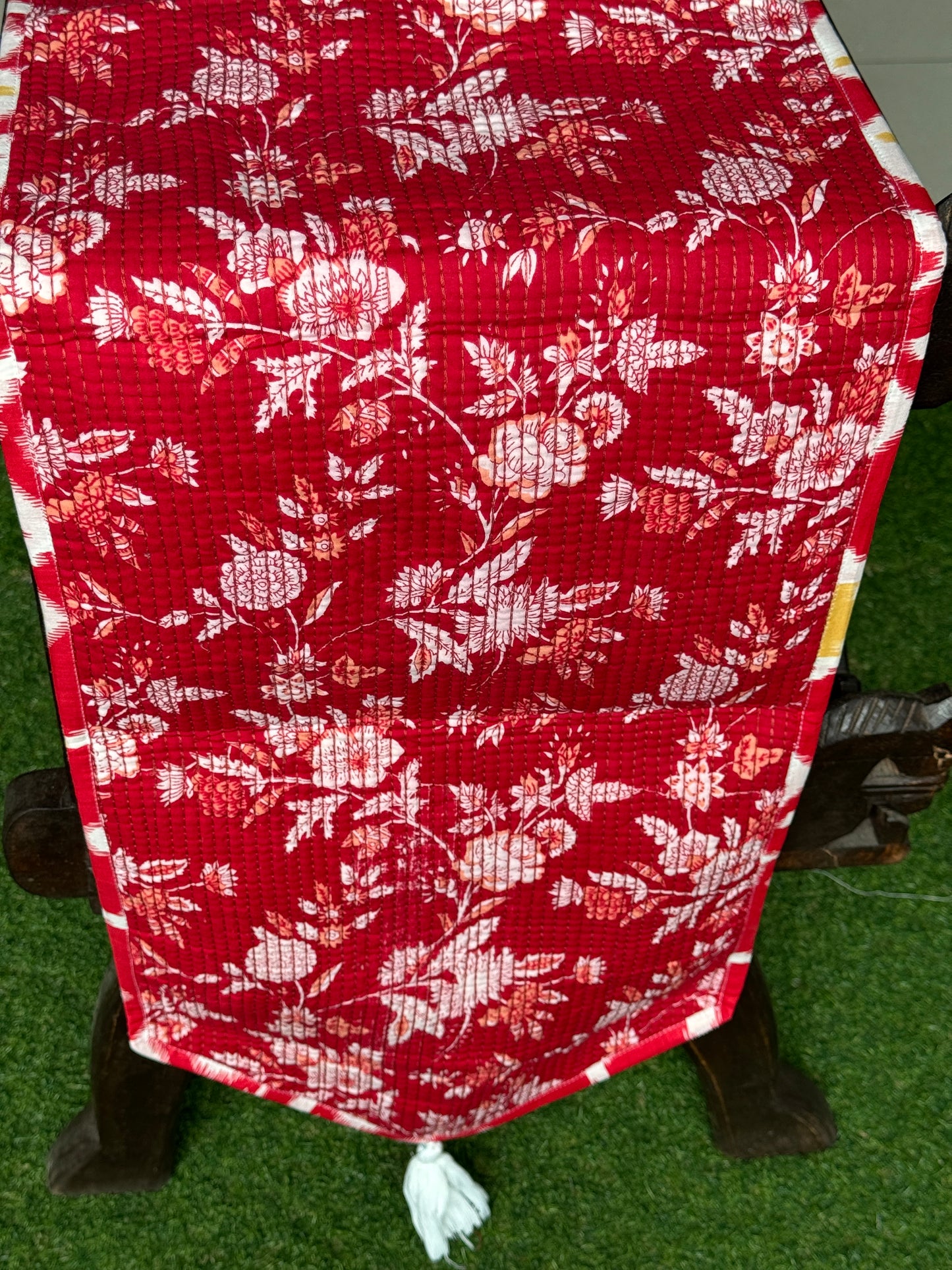 8 seater table runners - quilted reversible hand block printed cotton - click to see design options
