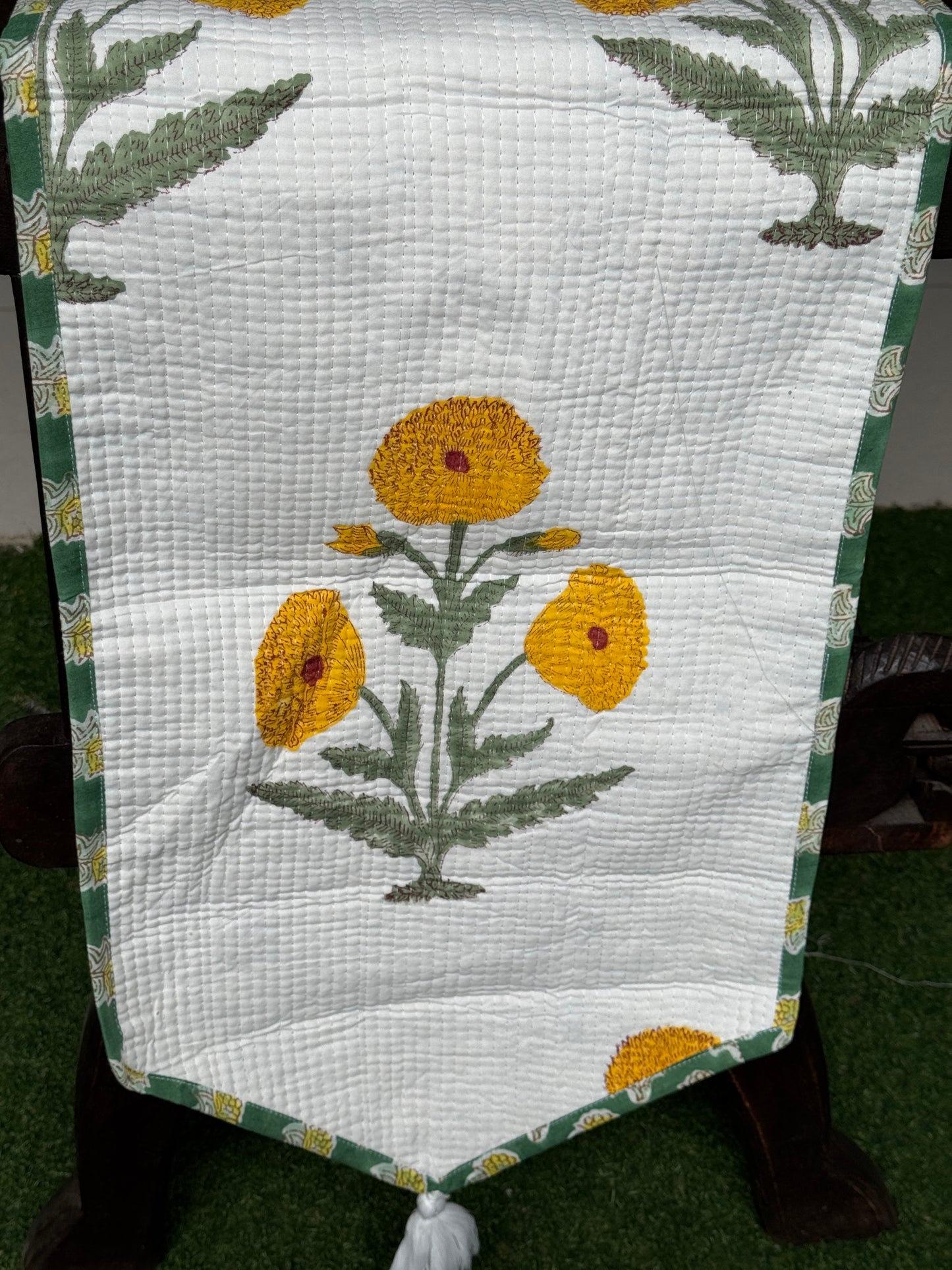8 seater table runners - quilted reversible hand block printed cotton - click to see design options