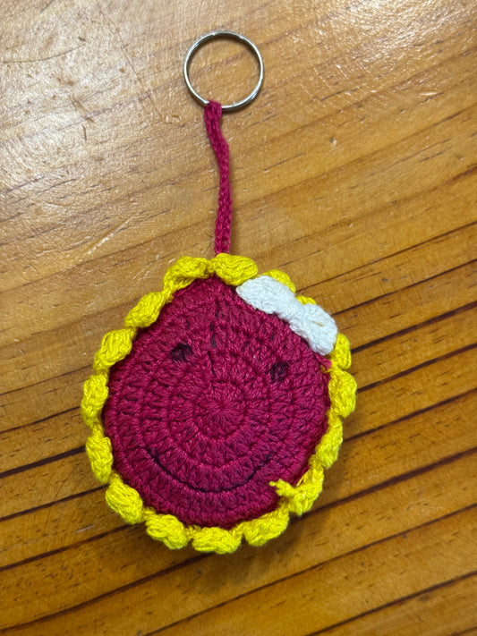 Crochet soft smiley bag charm / key ring -
