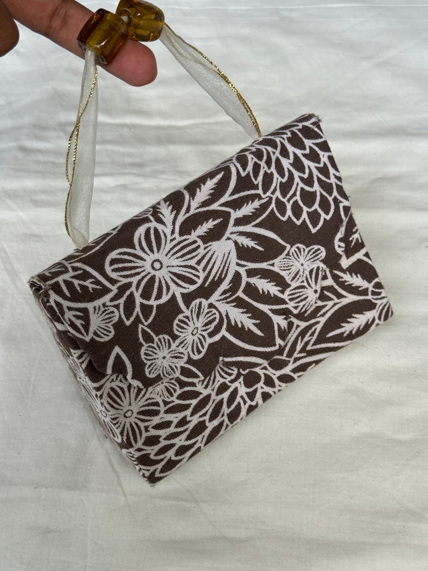 Small Fabric based hard hand bag - light n cute handcrafted purse