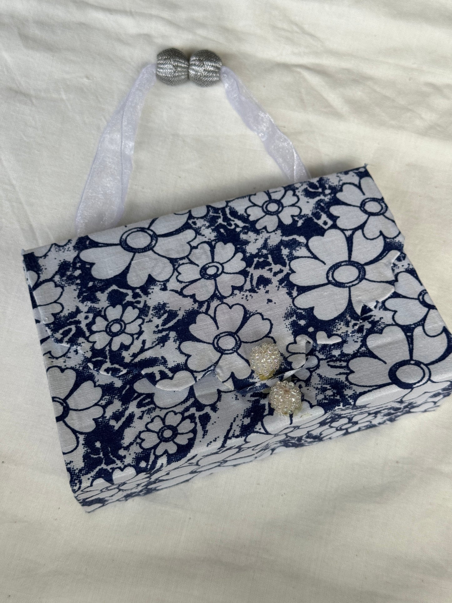 Small Fabric based hard hand bag - light n cute handcrafted purse