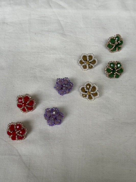 Ear studs - colored glass and poth beads - click to see color options