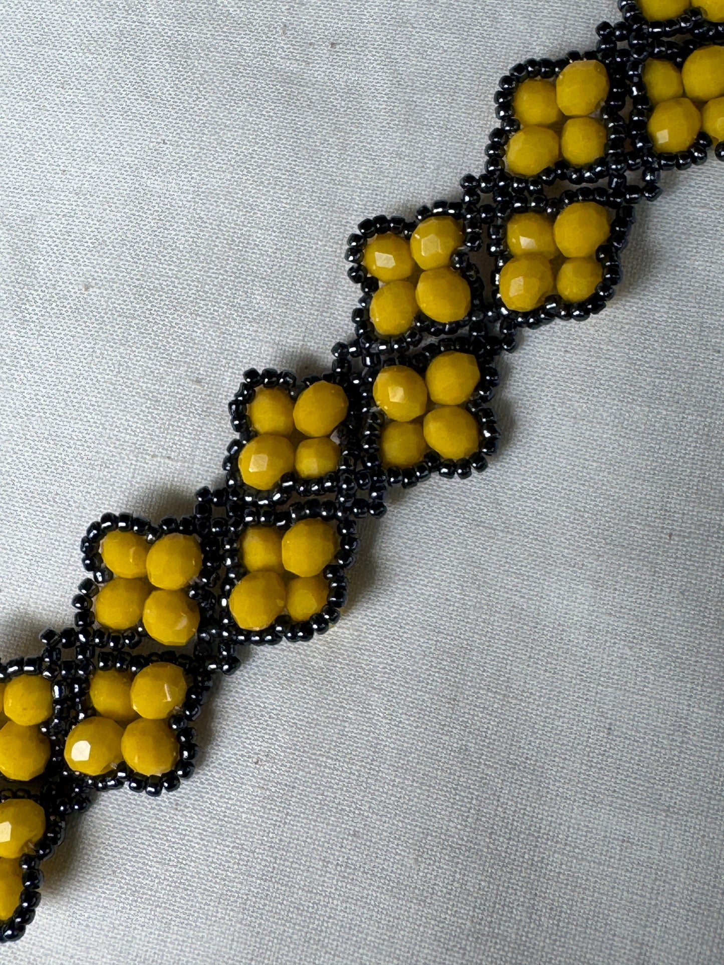 Lime and grey tone beads bracelet - handcrafted with glass and poth beads