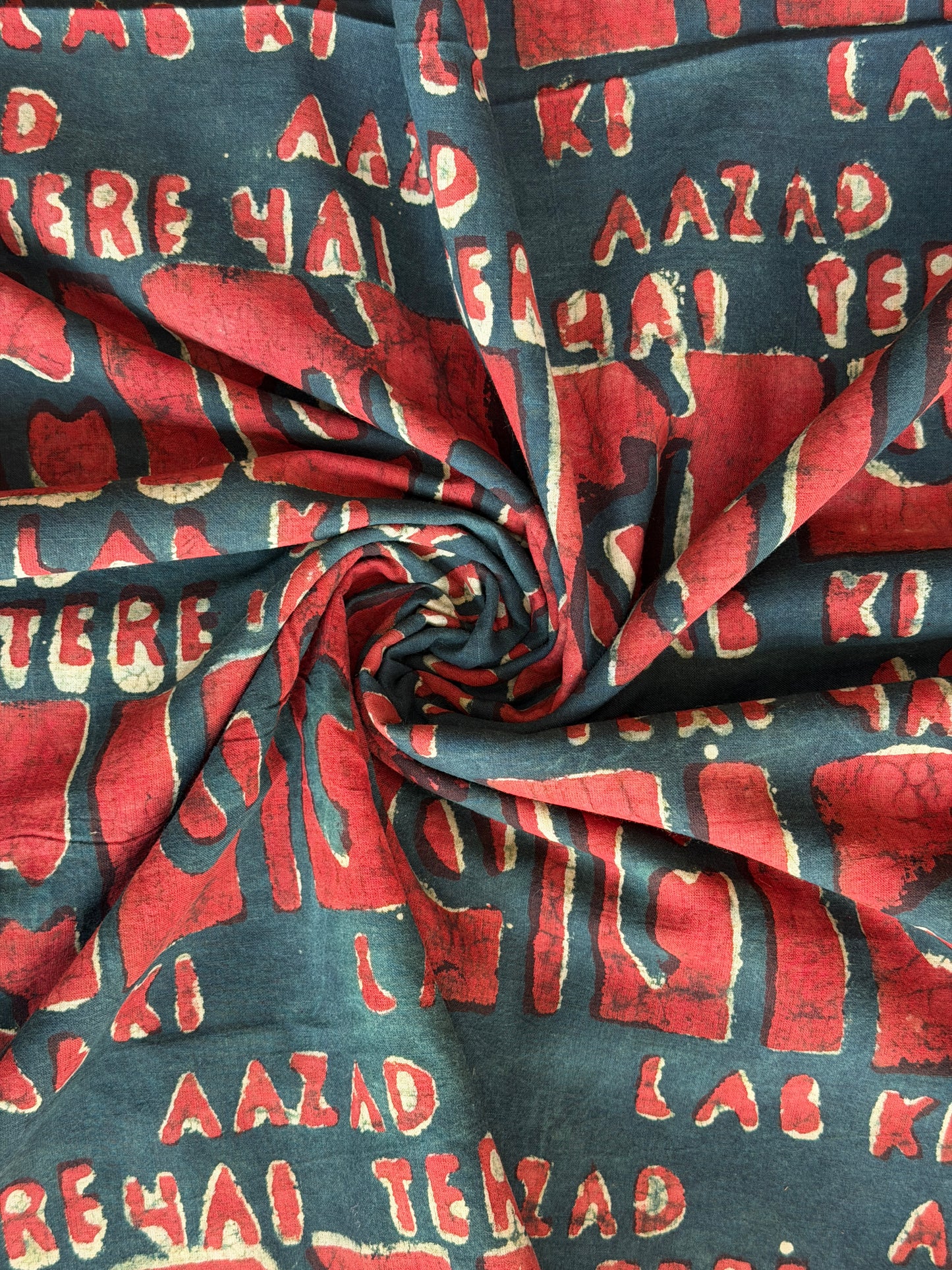 “Bol ki lab azaad hain tere” - natural dyed, hand block printed cotton fabric