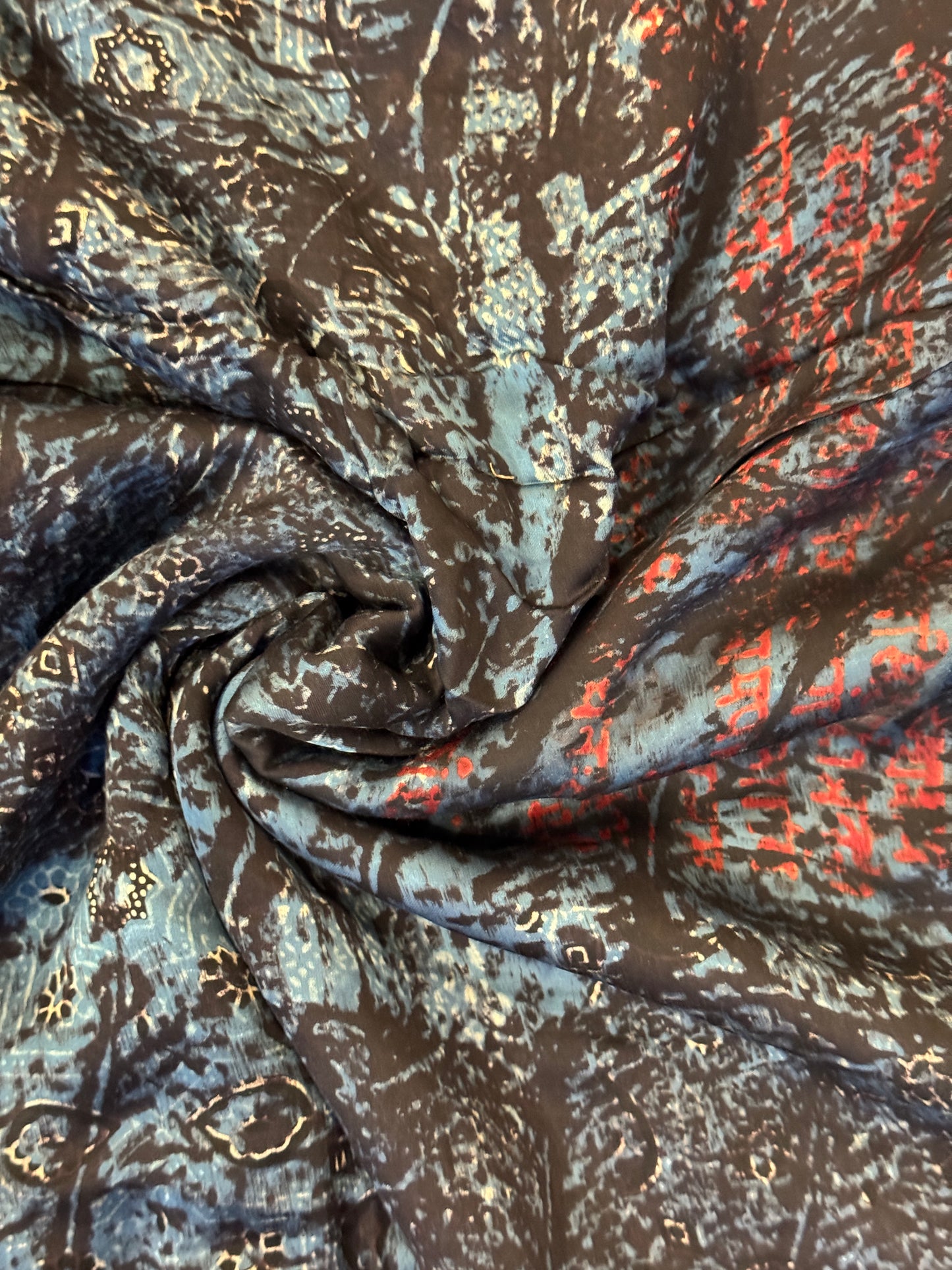 Ajrakh hand block printed modal fabric with unique designer prints