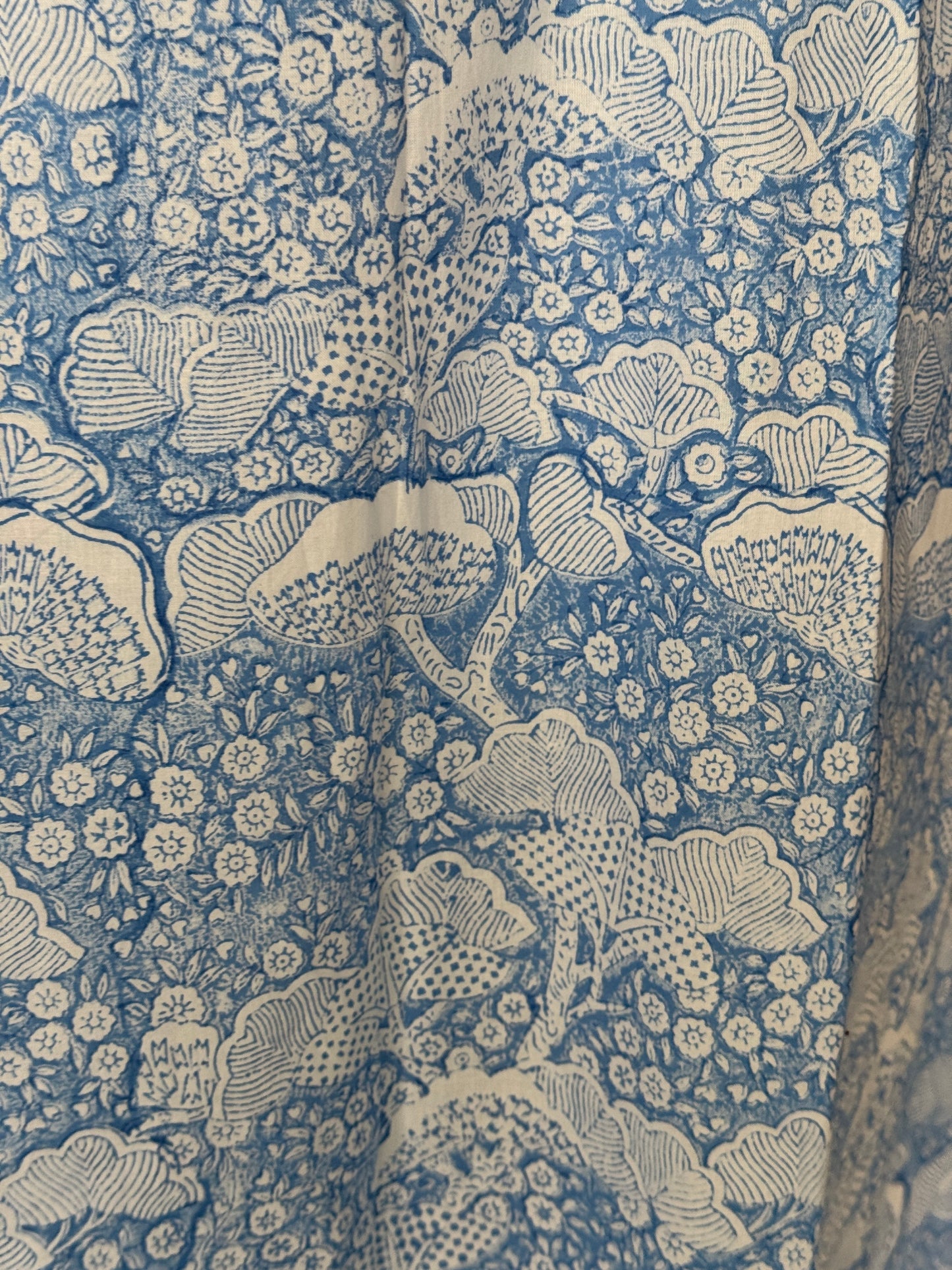 Blue A-line hand block printed cotton kurti