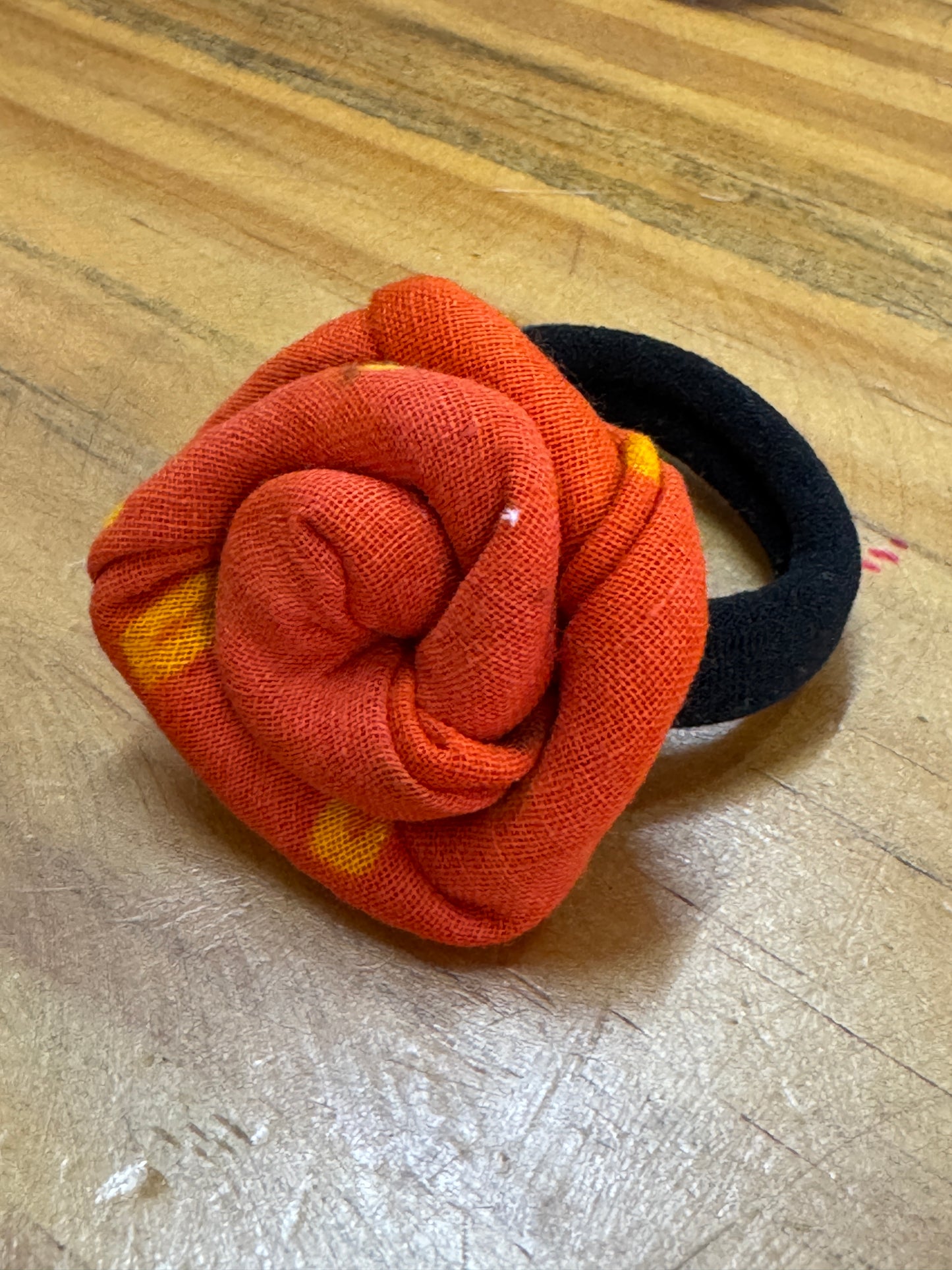 Hand crafted hair elastic rubber band upcycled from fabric scraps