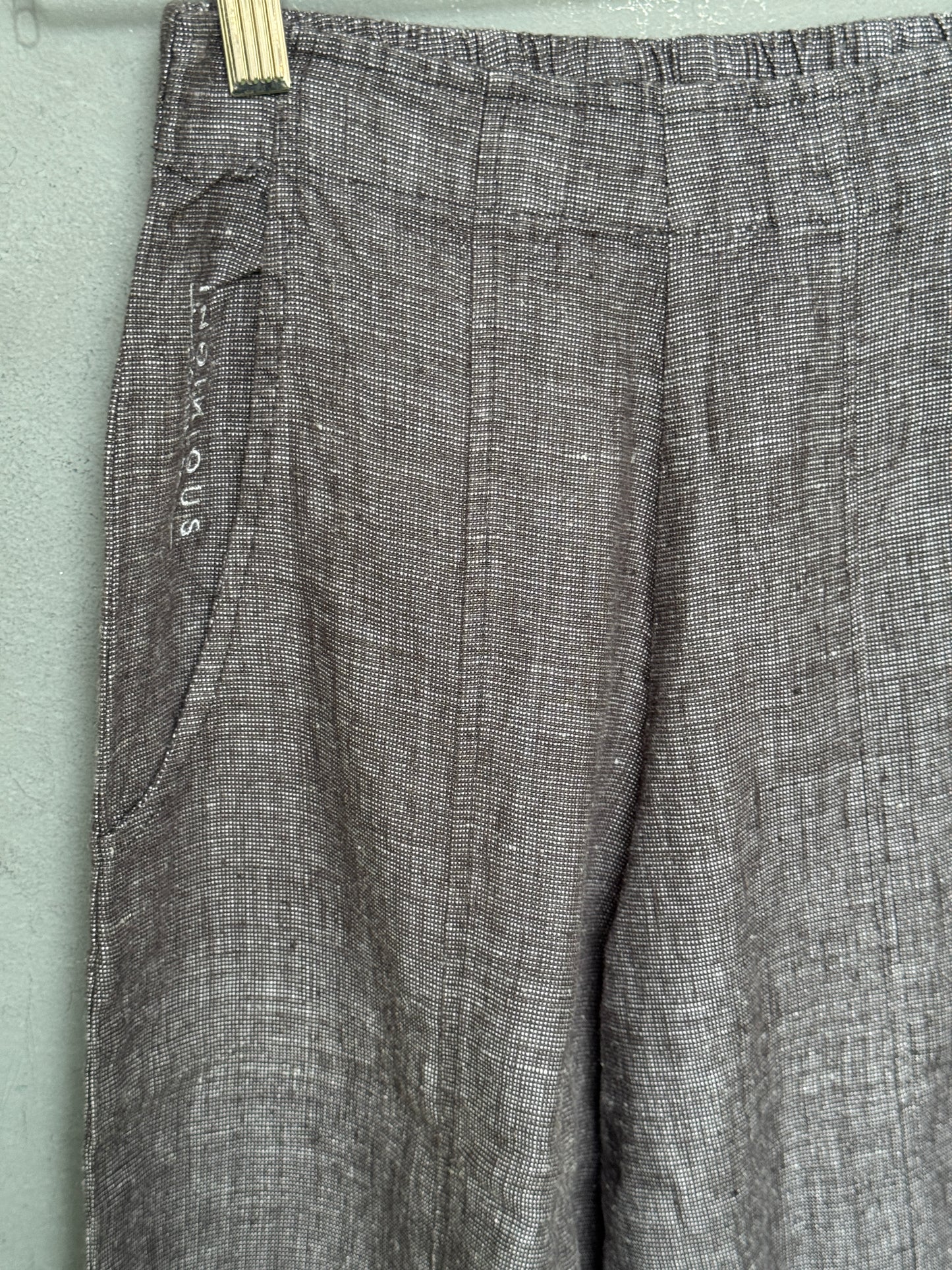 Black linen handwoven trousers for women