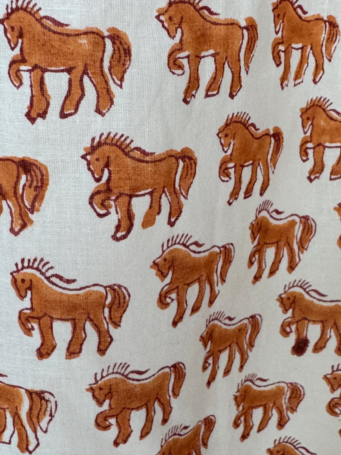 Horses print hand block printed white cotton short kurti