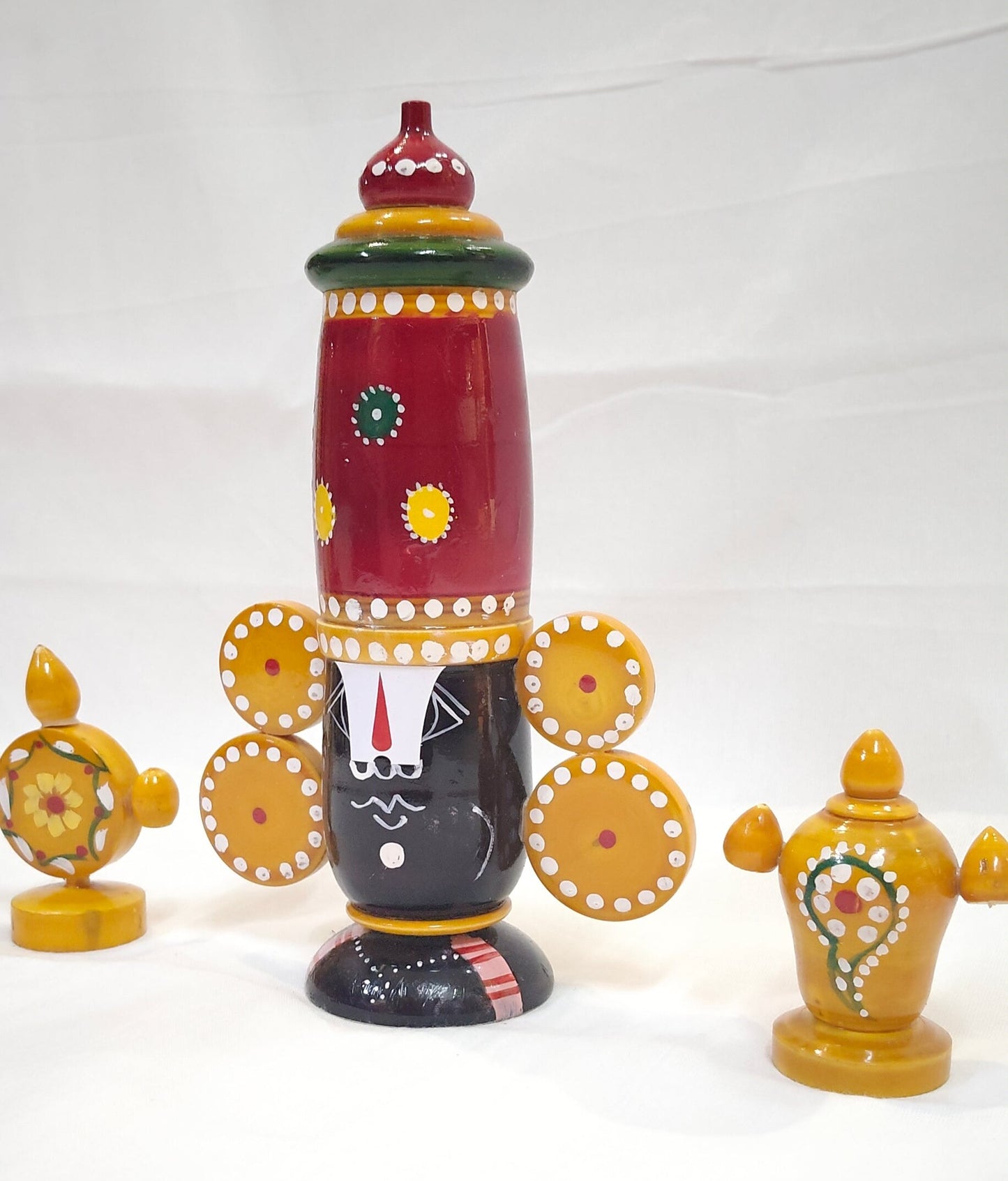 Lord Balaji 3 piece set- Etikoppaka Wooden handcrafted decor
