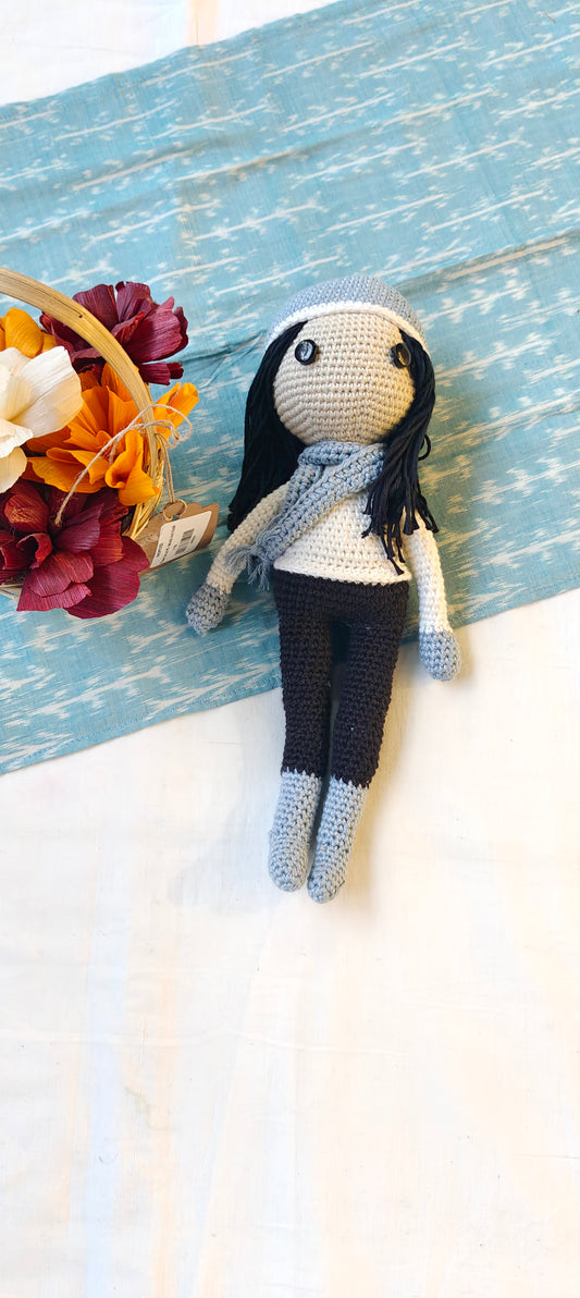 Cool Crochet girl - handcrafted crochet decor