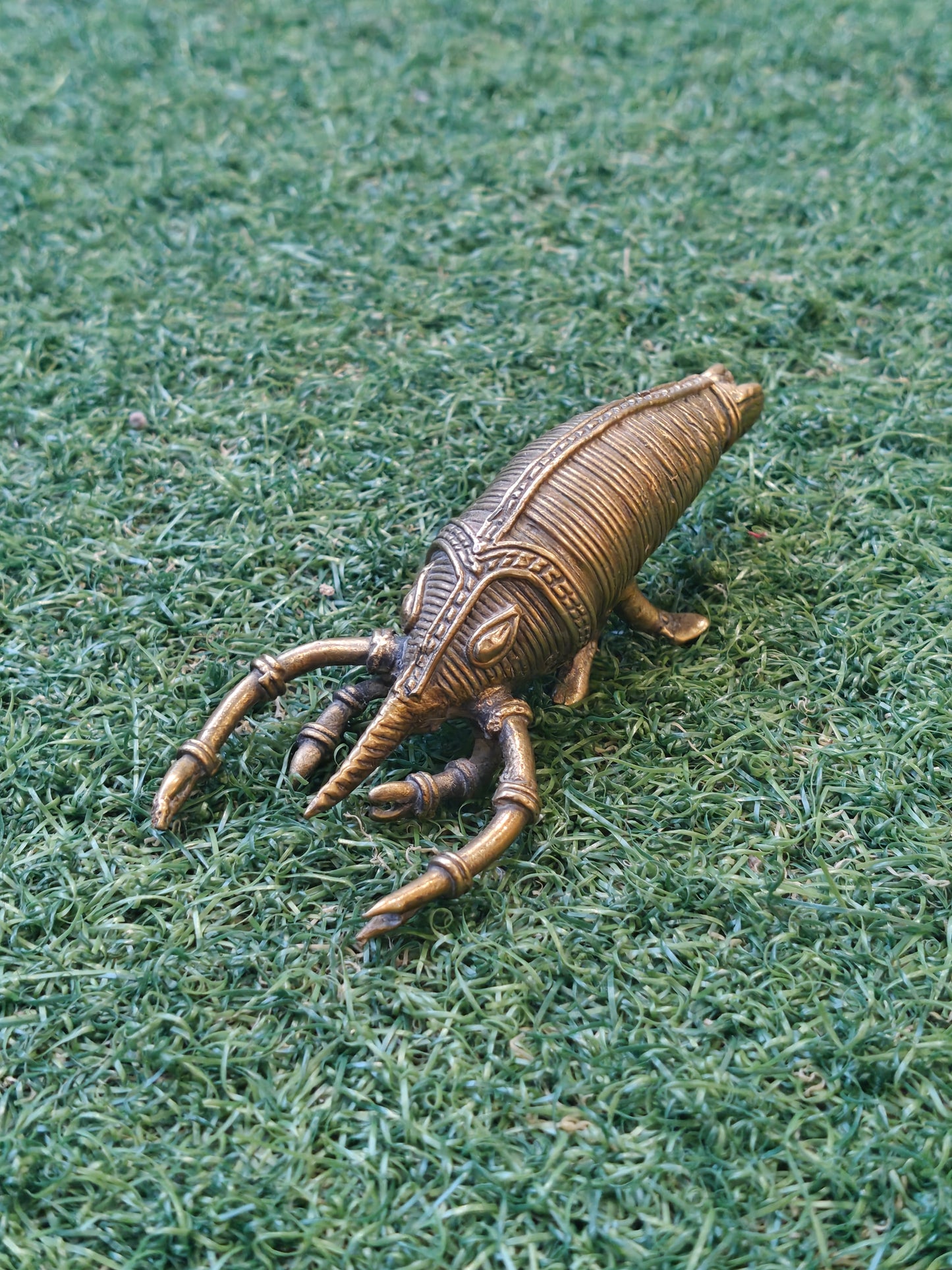 Brass Dokra handcrafted prawn shaped paper weight / decor