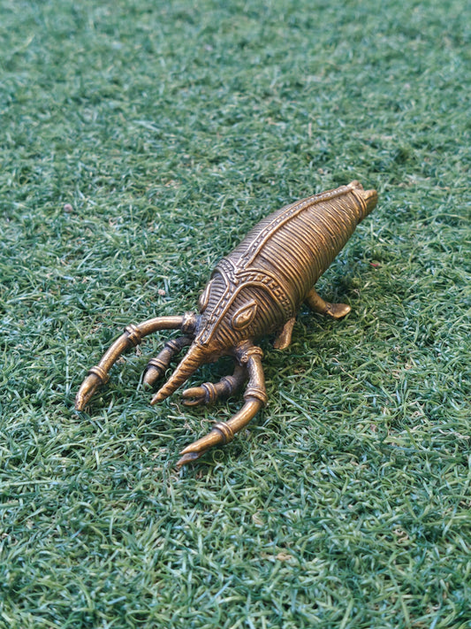 Brass Dokra handcrafted prawn shaped paper weight / decor