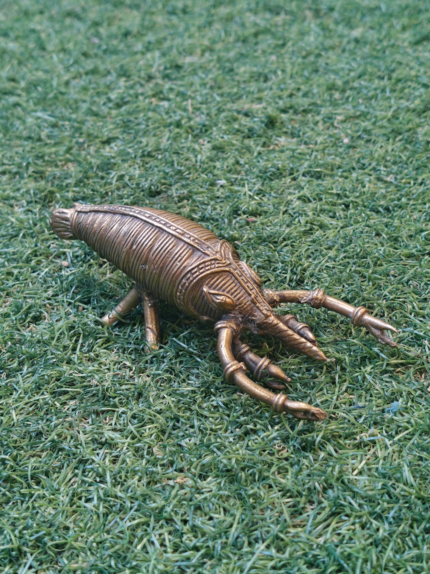 Brass Dokra handcrafted prawn shaped paper weight / decor