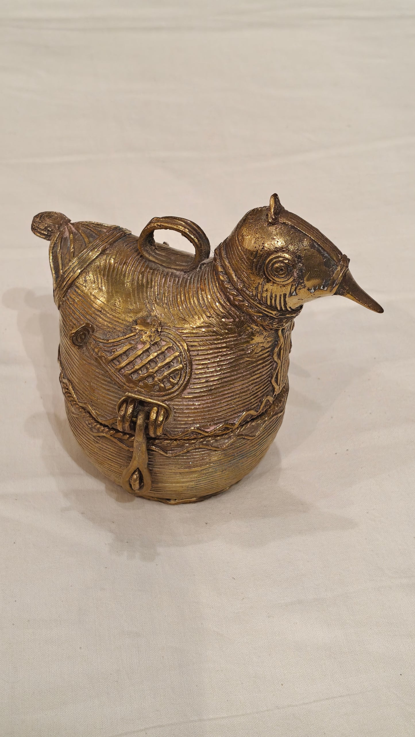Cute bird shaped brass container - Handcrafted brass decor