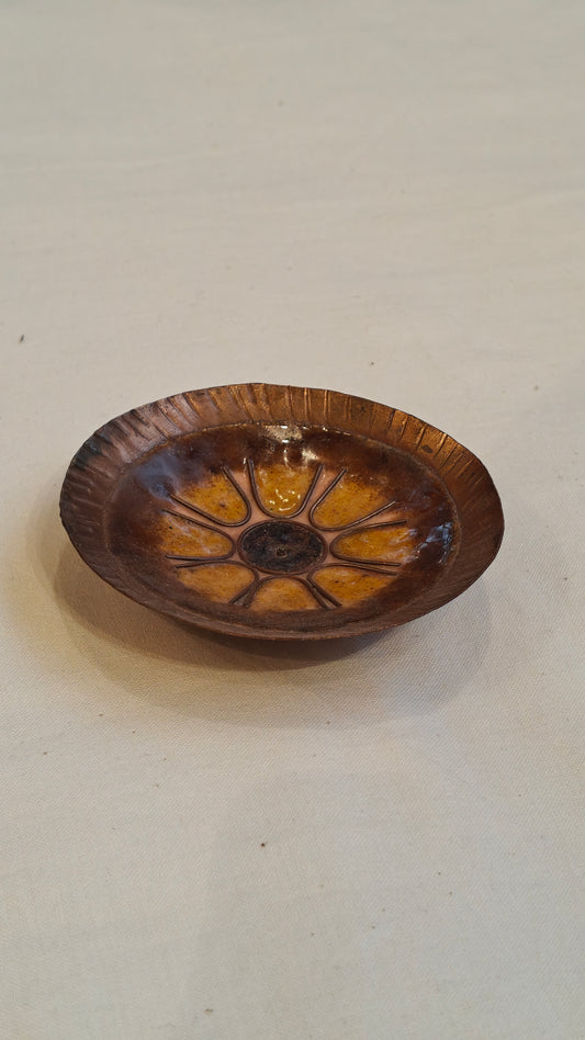 Copper enamel Handcrafted mini bowl / prasad katori