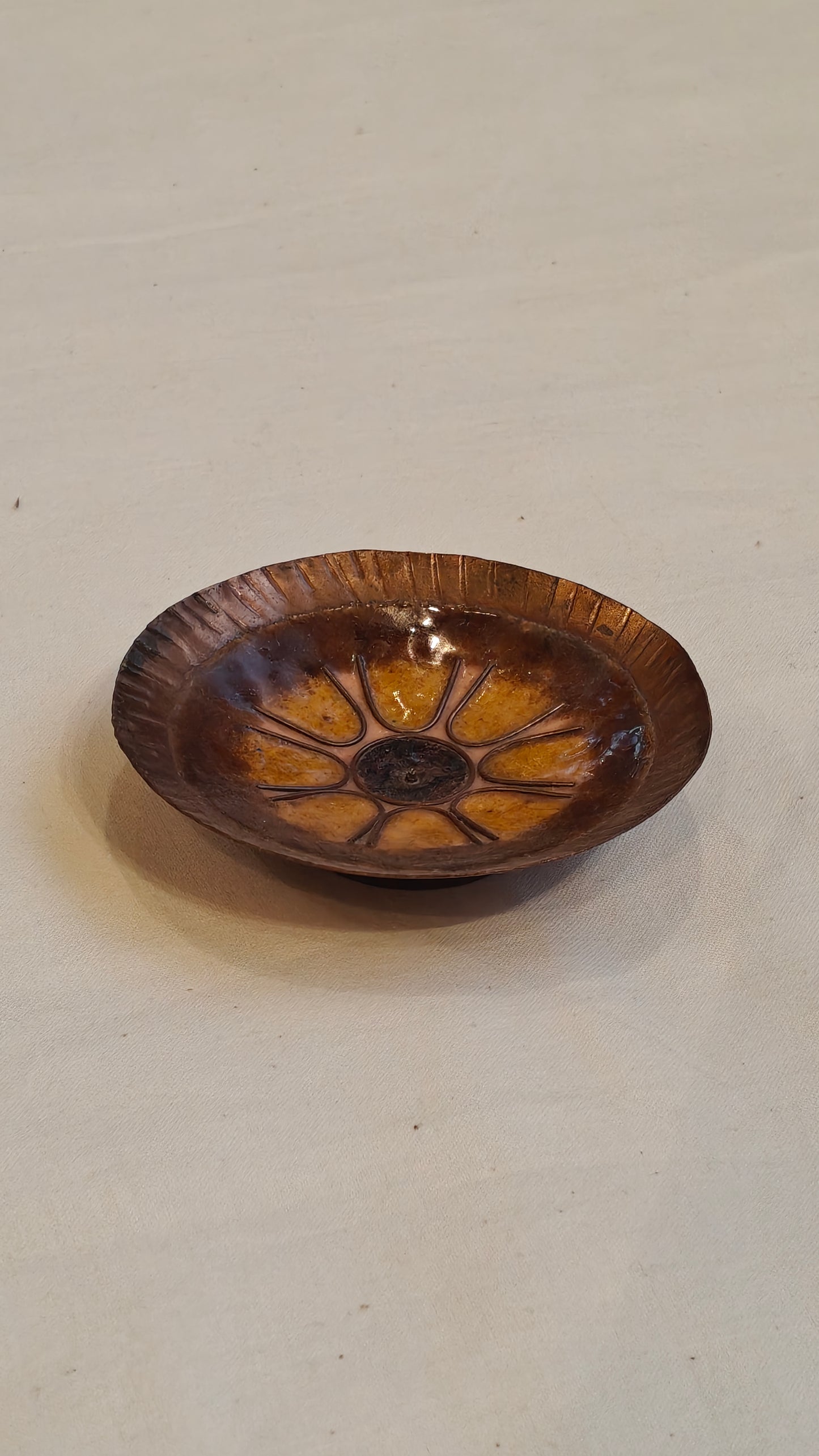 Copper enamel Handcrafted mini bowl / prasad katori