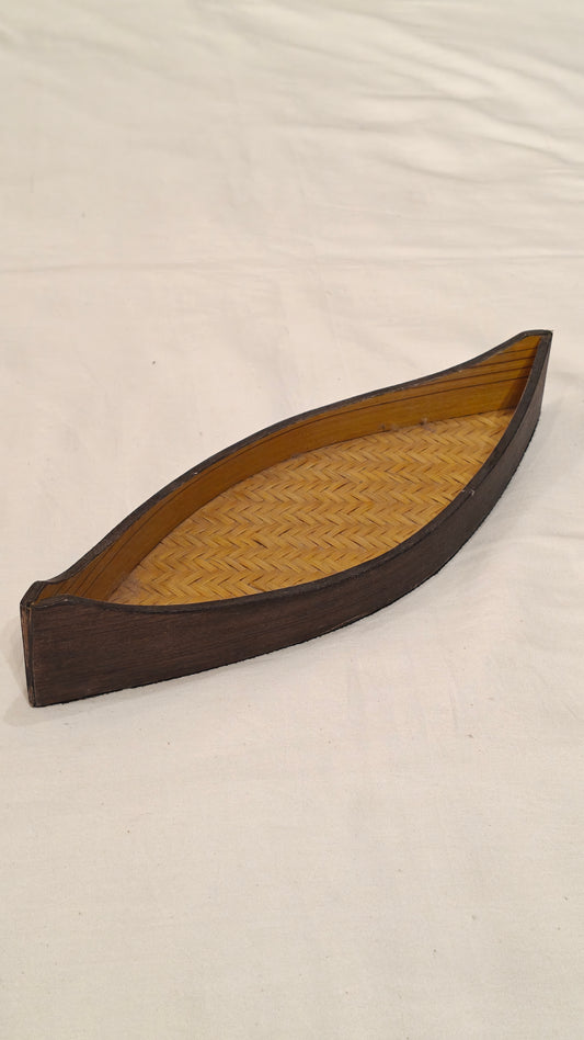 Black boat shaped wooden Handcrafted tray / platter