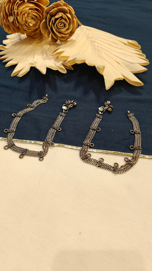 3 layered chain with ghungroo - Anklets