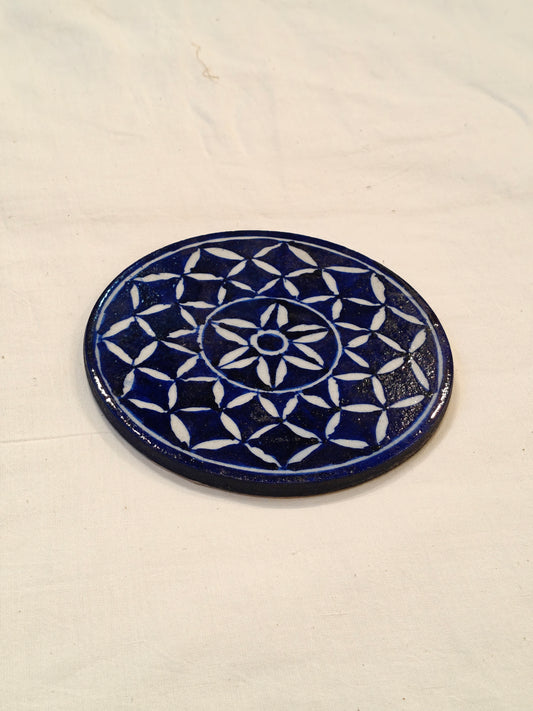 Hot plate trivet Blue pottery