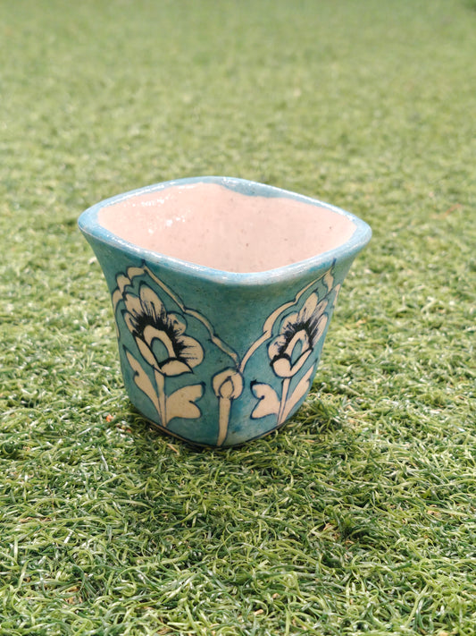 Small blue pottery Handcrafted planter