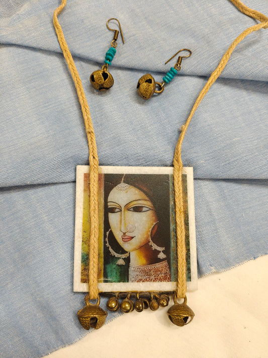 Marble Decoupage jewellery set