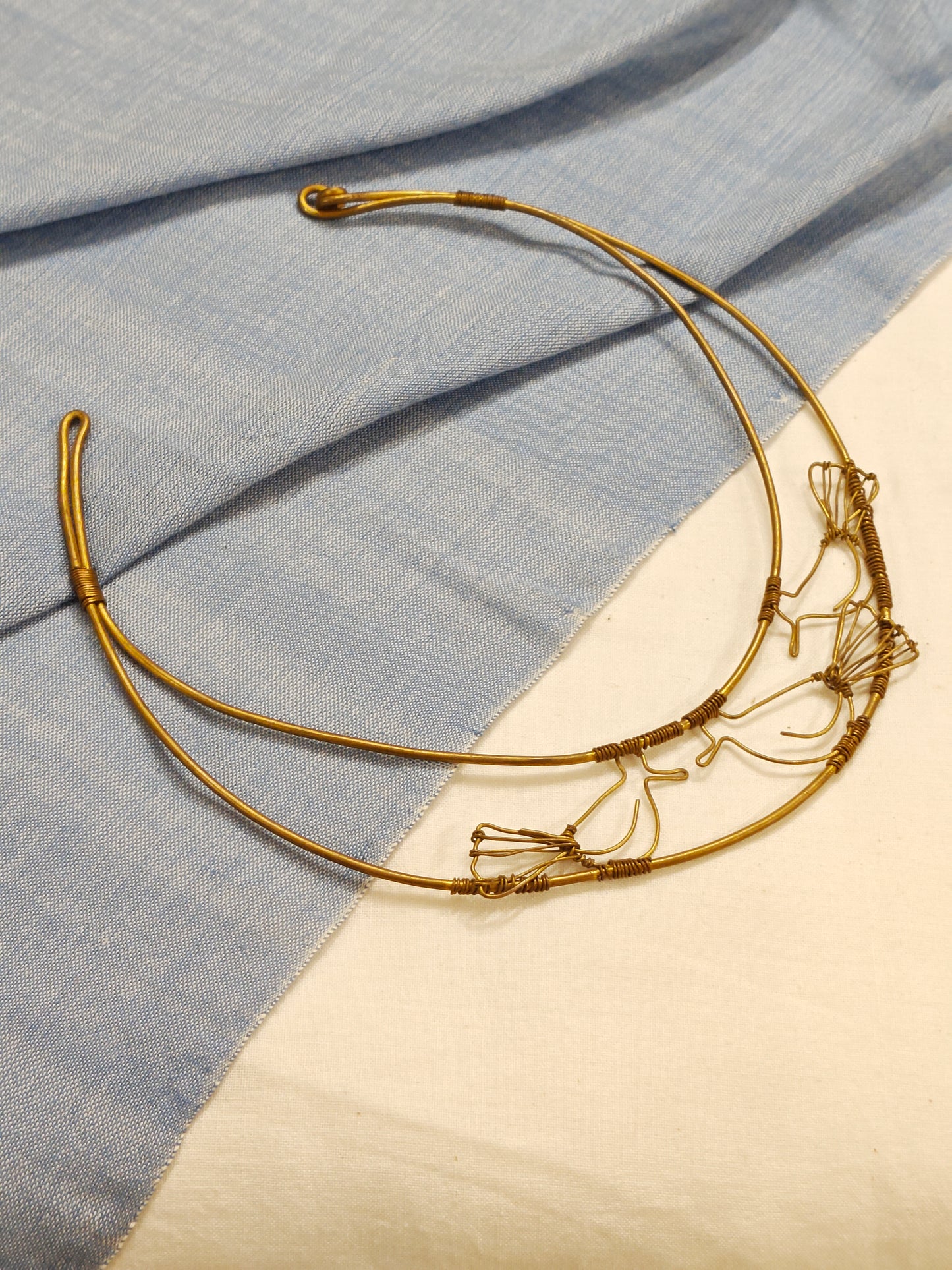 3 birds Brass dokra handcrafted choker neckpiece