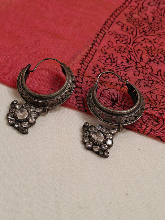 Hoop earrings with Stone Cluster