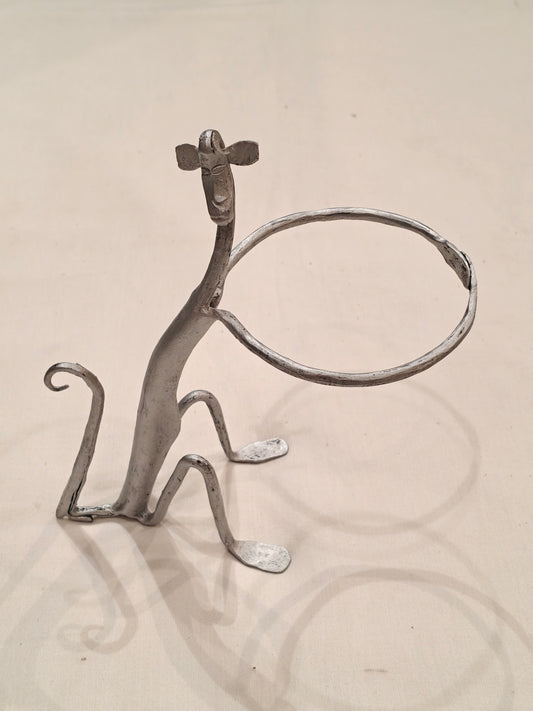 Monkey wrapping around hands - handcrafted iron holder / organizer