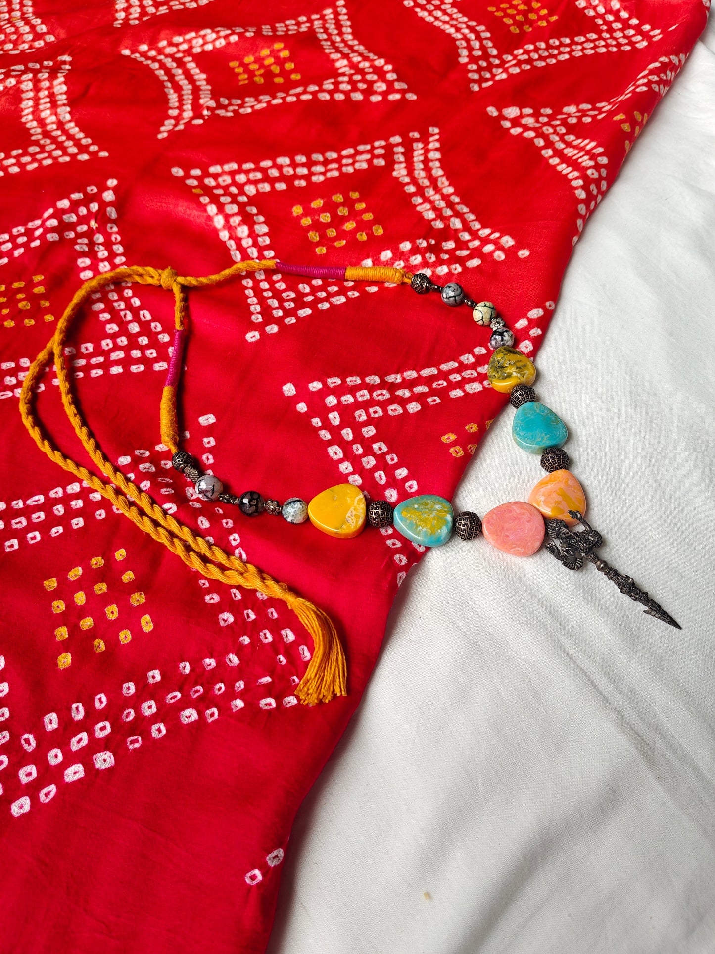 Multicolor stones necklace with Ganesha pendant