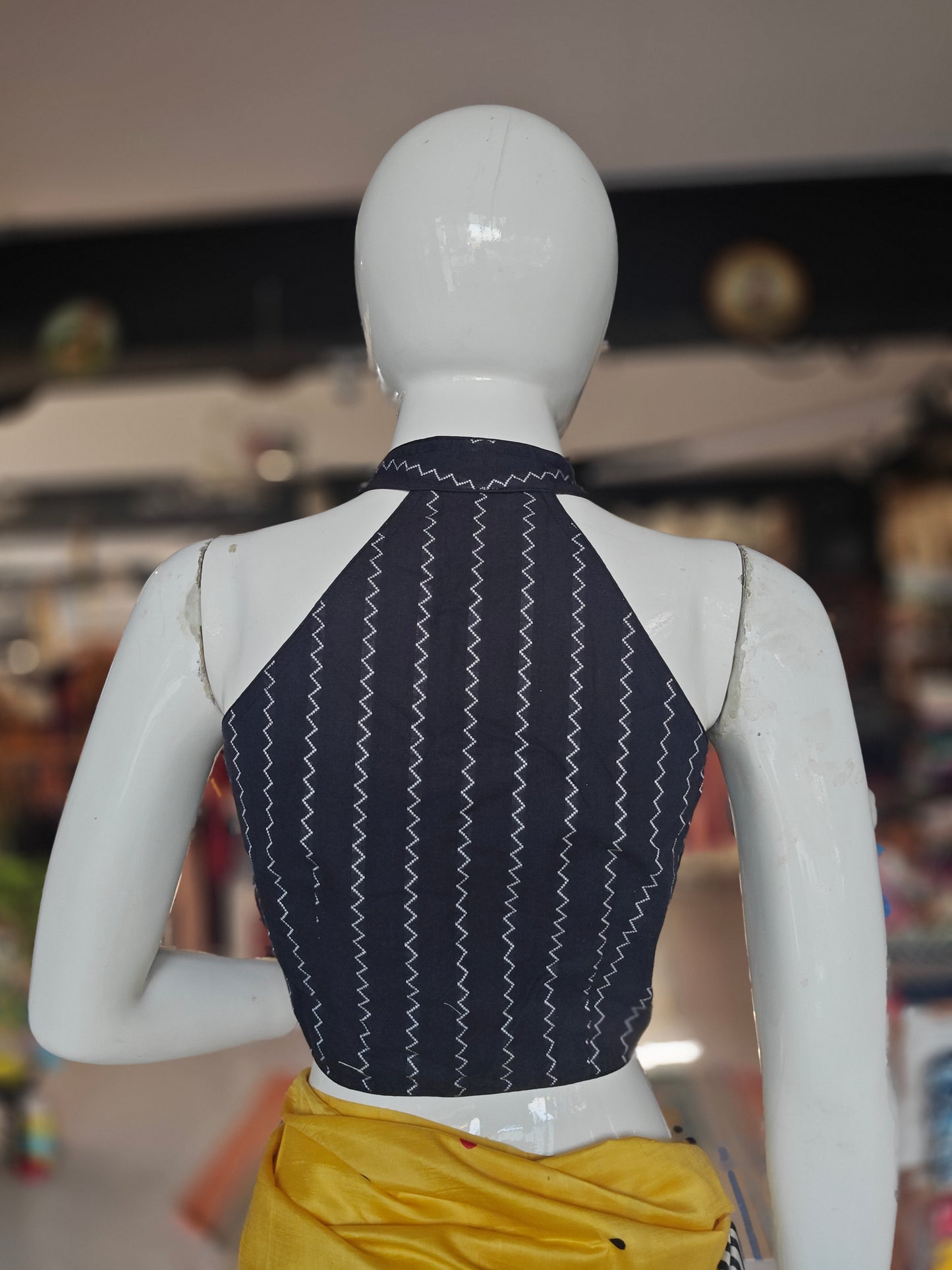 Halter neck cotton padded blouse with lining - multiple designs available