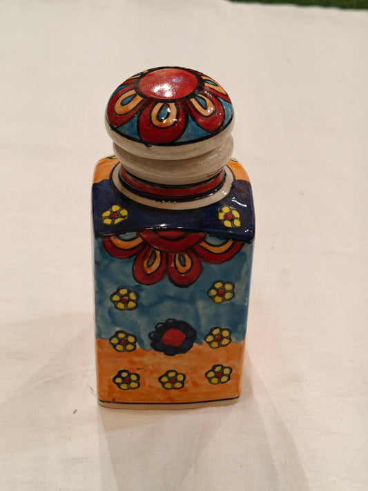 Ceramic hand crafted  handpainted colorful flowers container