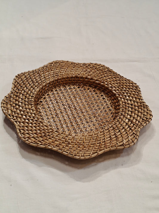 Flower shaped Handcrafted cane tray