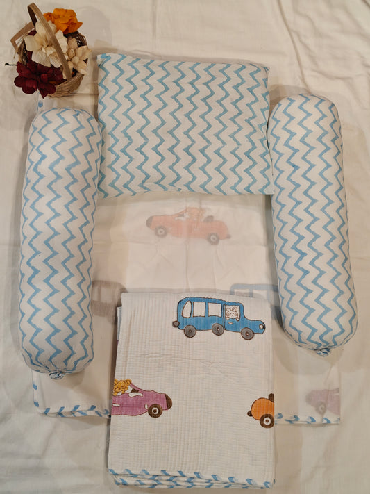 Baby bedding sets in hand block printed fine cotton - multiple prints available