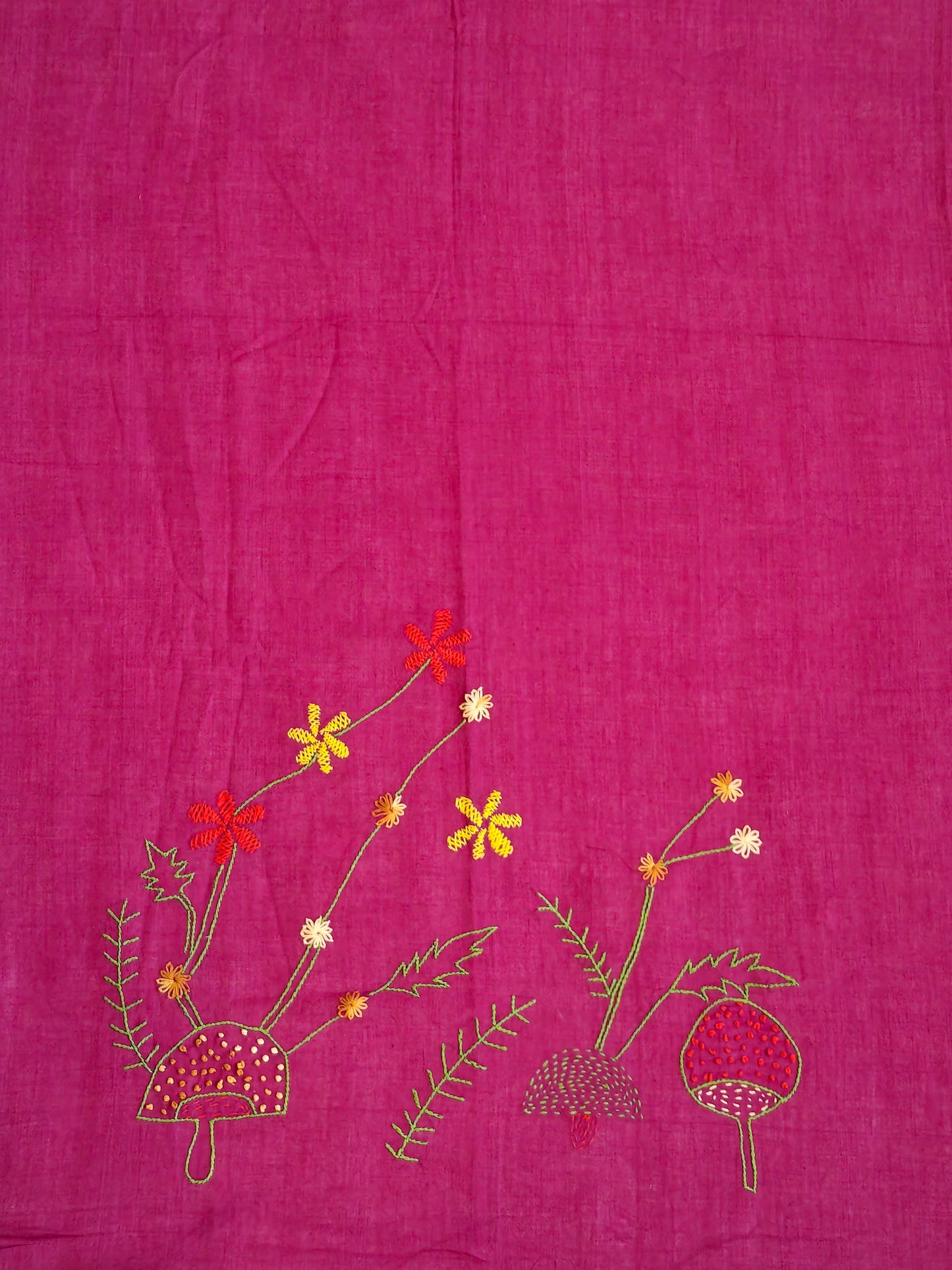Hand crafted unstitched blouse fabrics on handloom cotton base - Hand painted / embroidered - click to see designs and colors