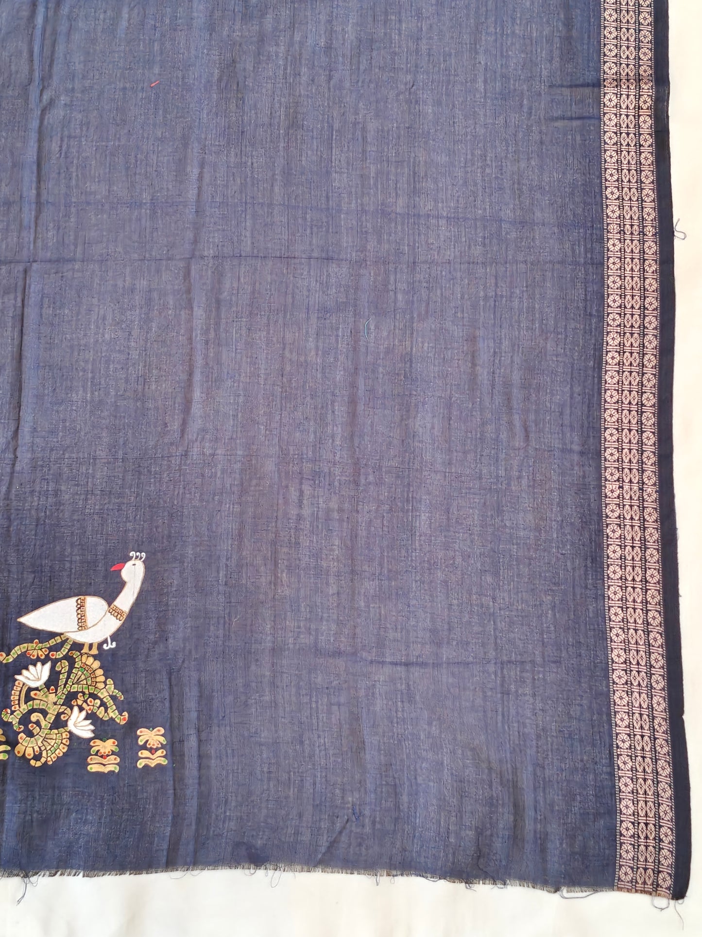 Hand crafted unstitched blouse fabrics on handloom cotton base - Hand painted / embroidered - click to see designs and colors