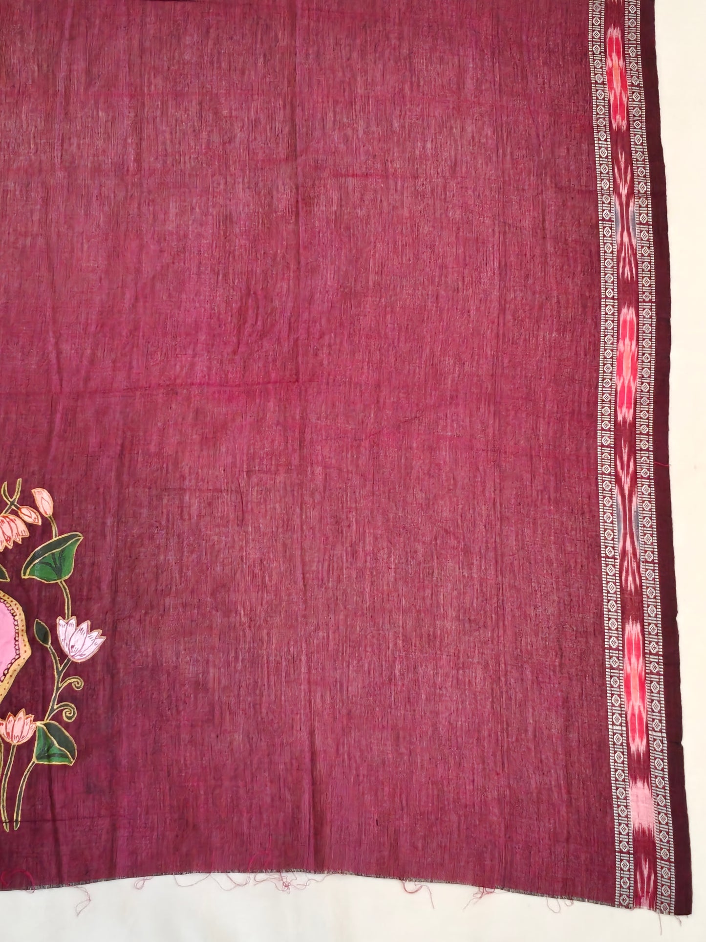 Hand crafted unstitched blouse fabrics on handloom cotton base - Hand painted / embroidered - click to see designs and colors