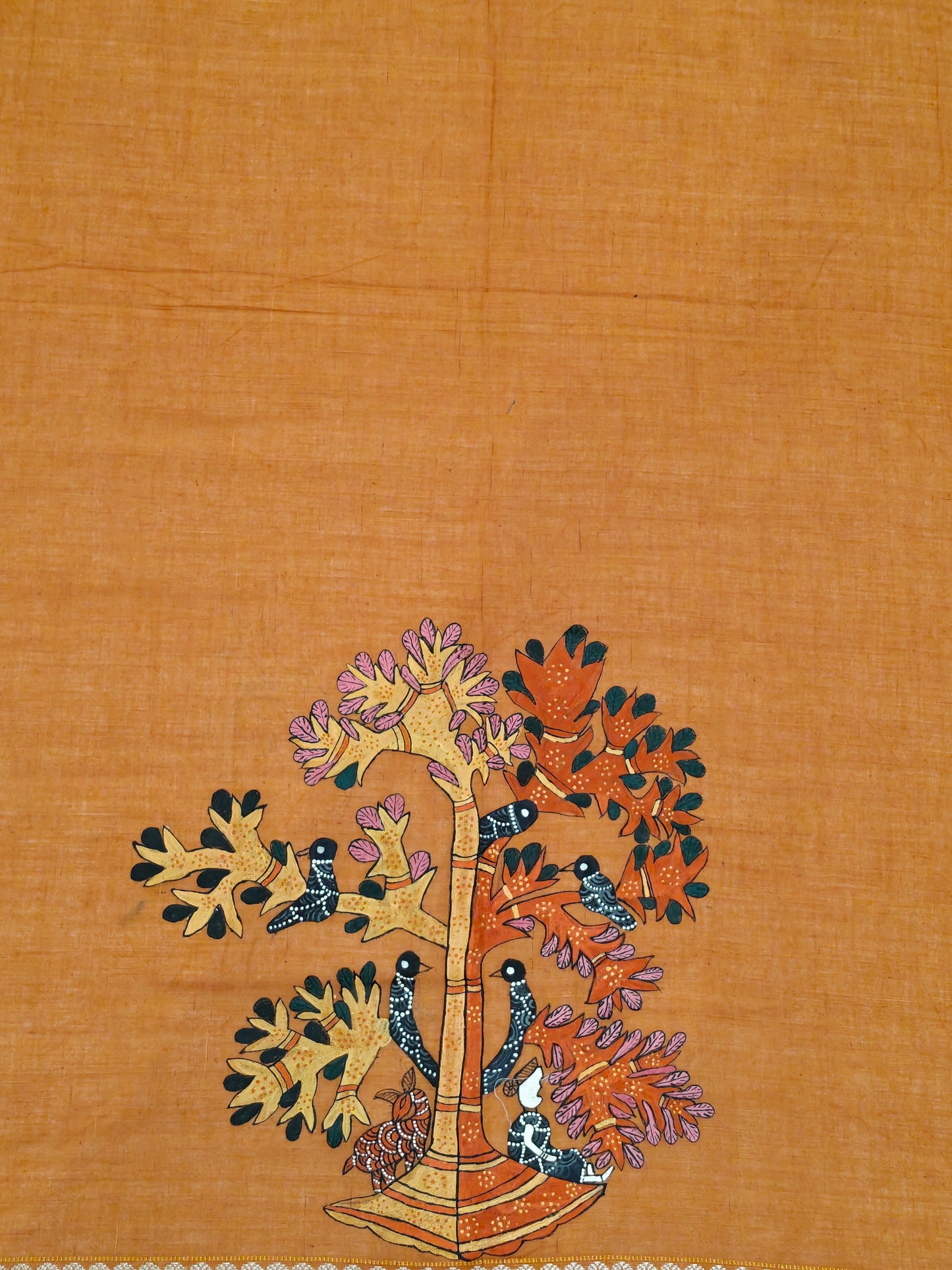 Hand crafted unstitched blouse fabrics on handloom cotton base - Hand painted / embroidered - click to see designs and colors